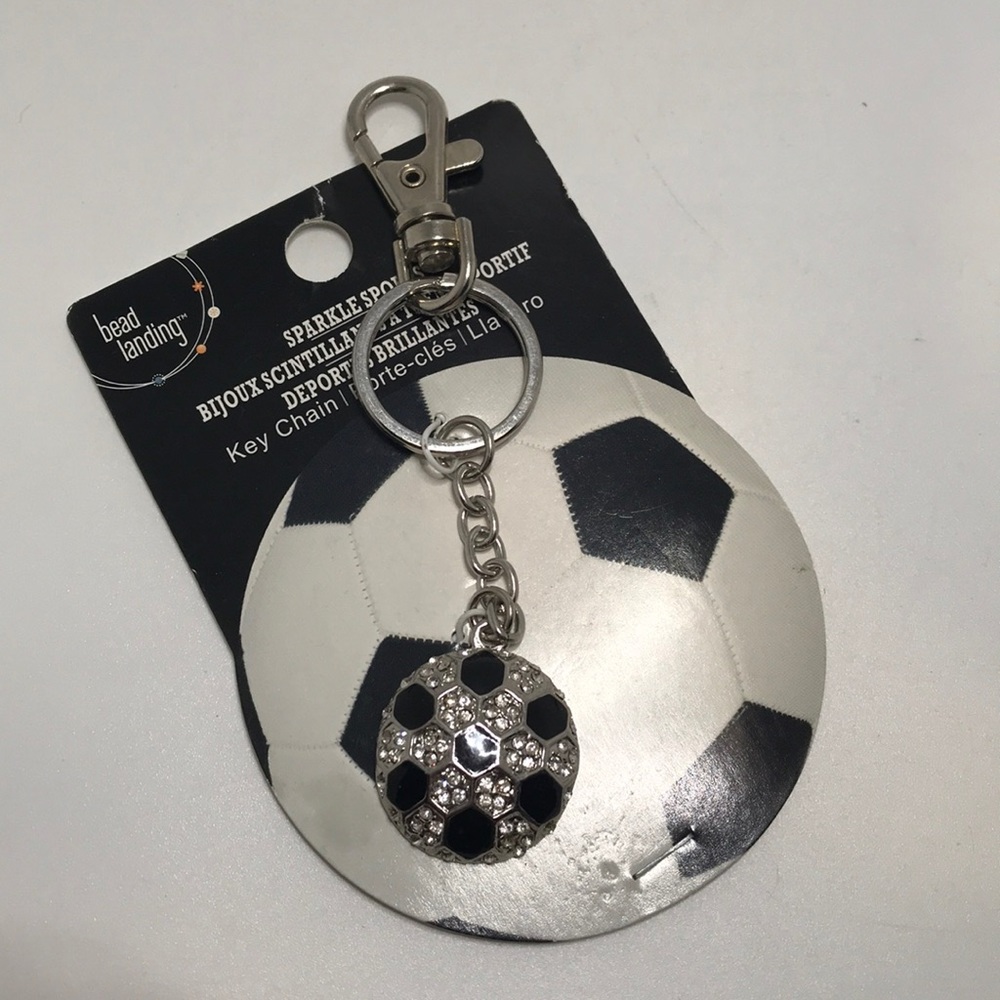 Soccer Ball Bling Keychain Purse Clip